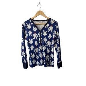 Hanna Andersson Blue Abominable Snowman Henley Pajama Shirt Size Medium